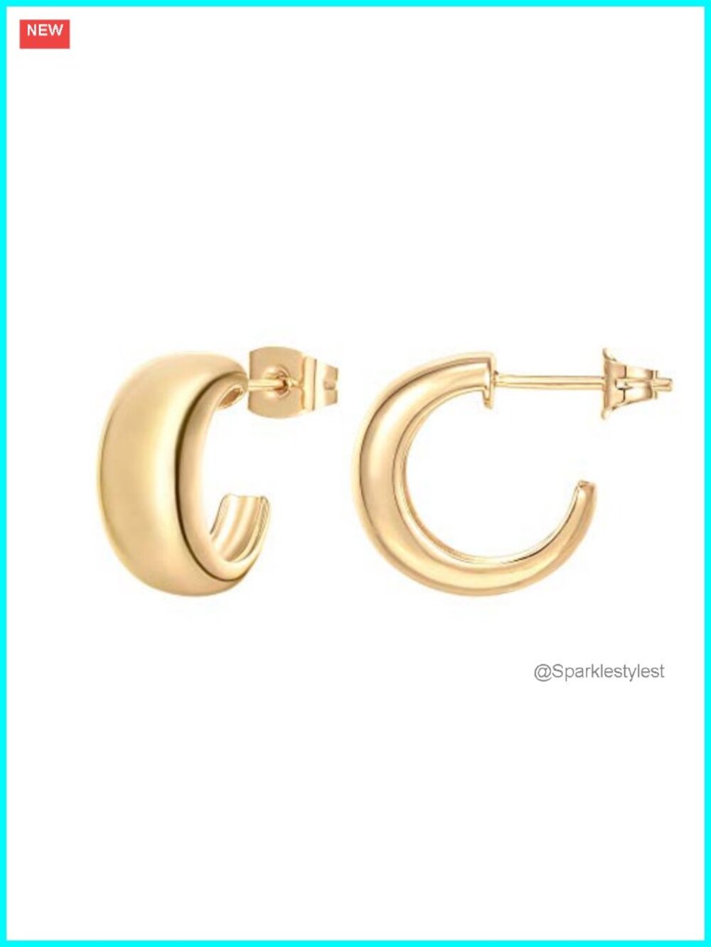 14K Gold Plated Dome Huggie Earrings 925 Sterling Silver Posts